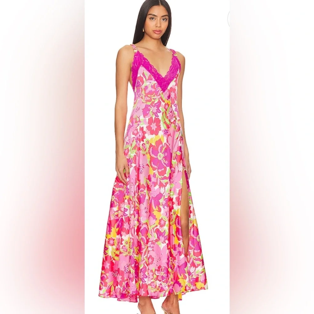 Free People All A Bloom Floral Maxi Dress NWOT Neon Pop Floral small
